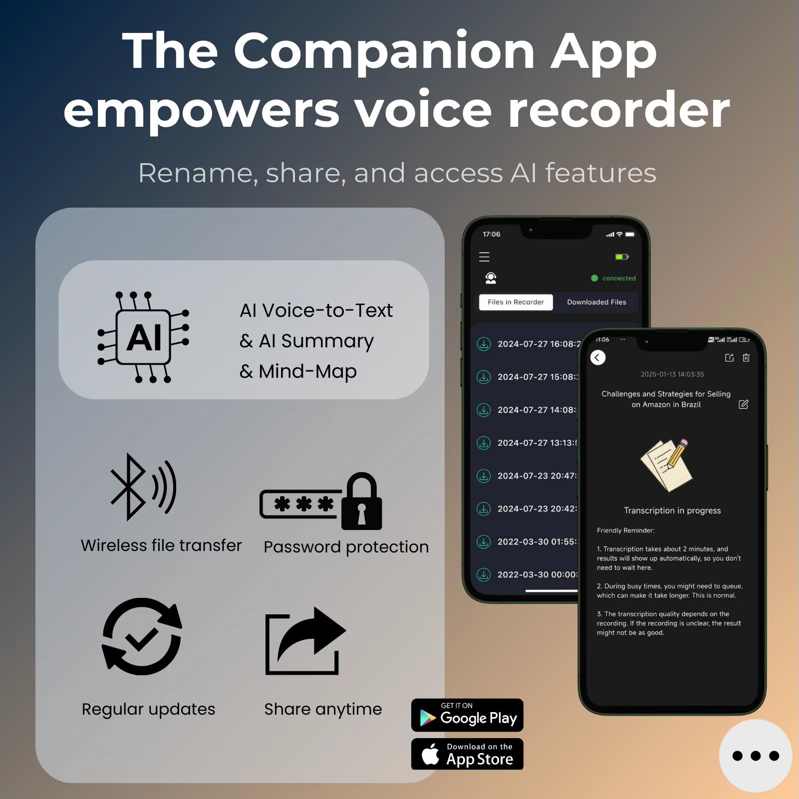 AI Voice Recorder Transcription, Translation, Summary, Mind Mapping, Voice Activation 64GB Aluminum Dictaphone [AI Version]